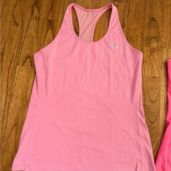 Lot of 2 Under Armour Racerback Tanks – Women’s Medium – Pink Mesh Back - Picture 3 of 4